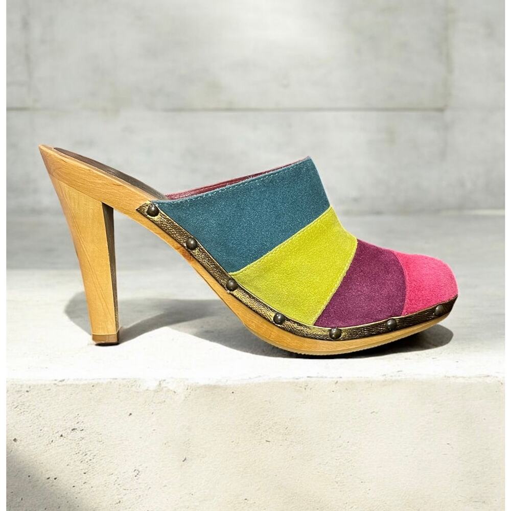 Y2K Coach P614 Katy Suede Striped Mule Size 8B - Picture 2 of 9